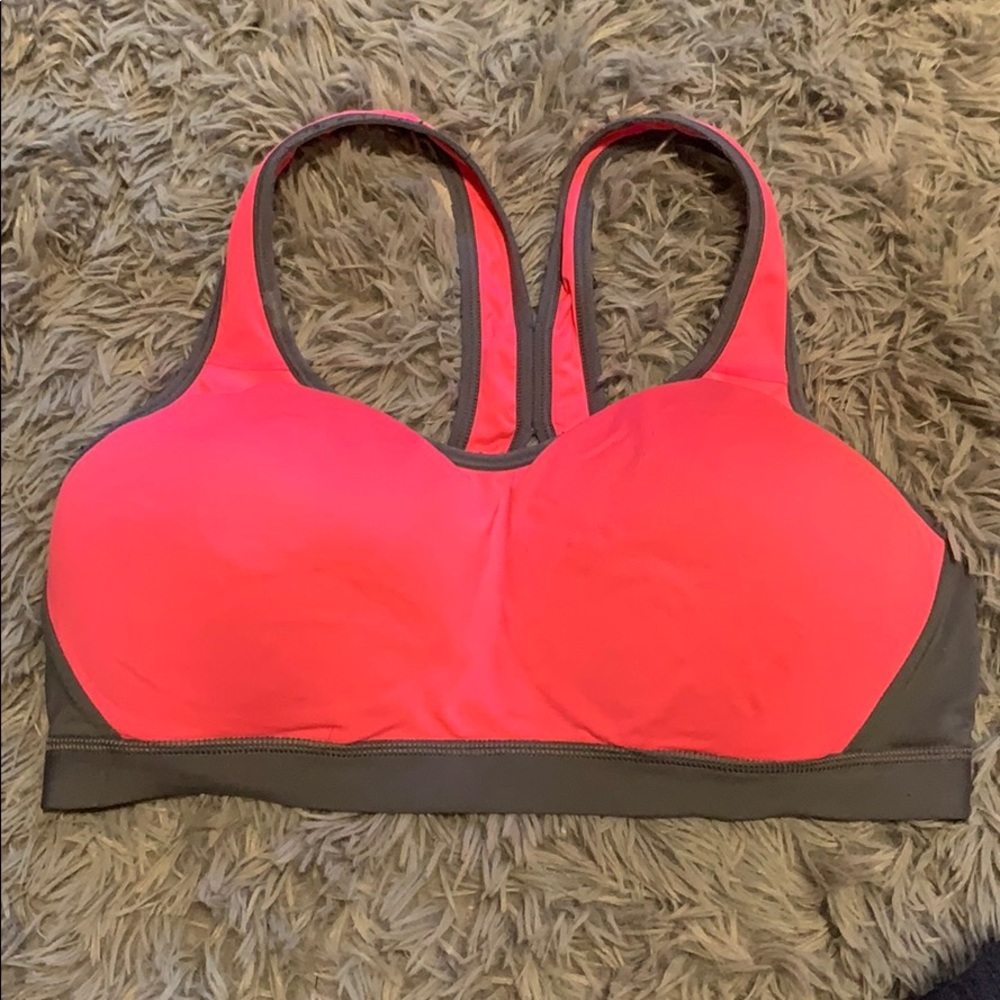 Champion neon pink and grey sports bra